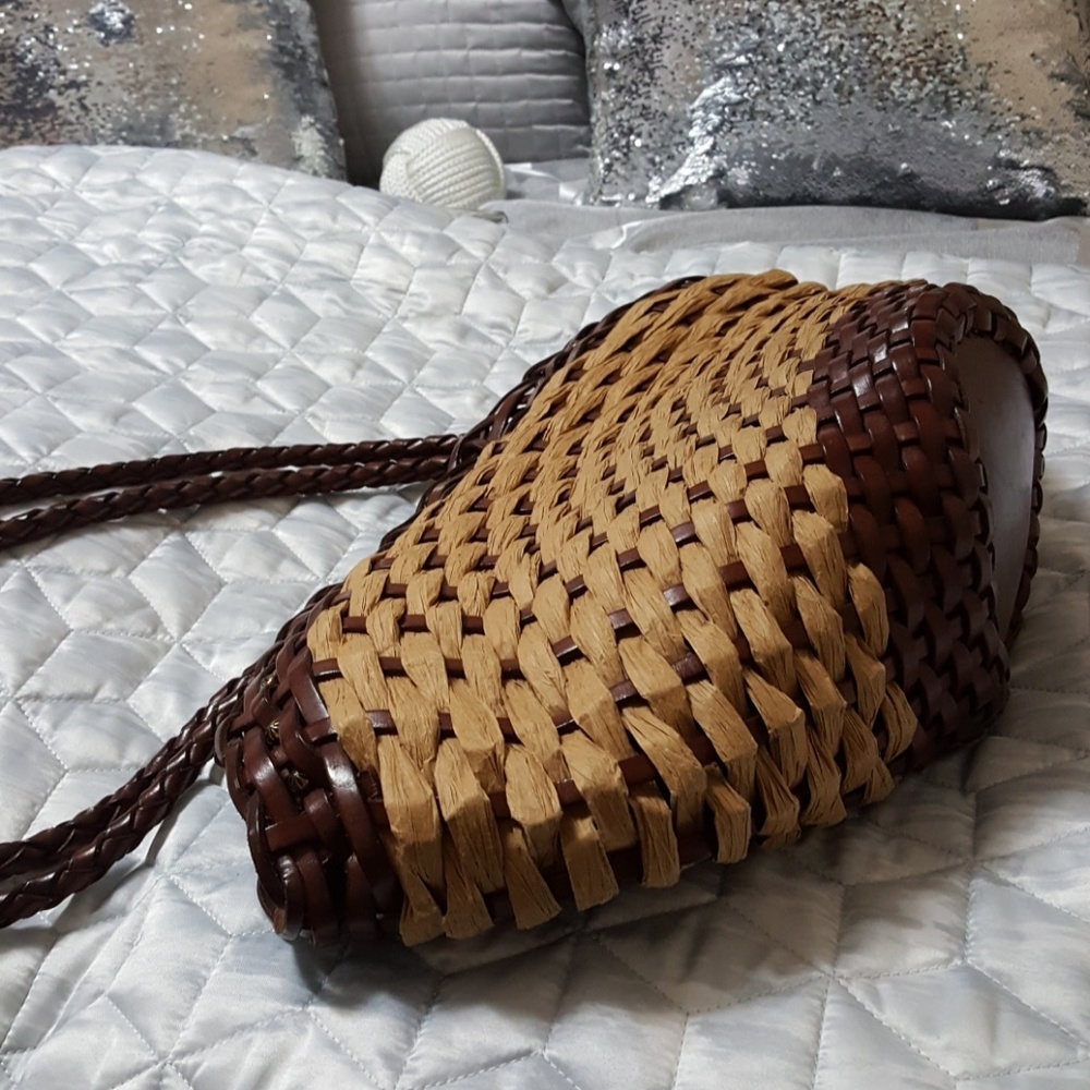 Beautiful leather and straw bag